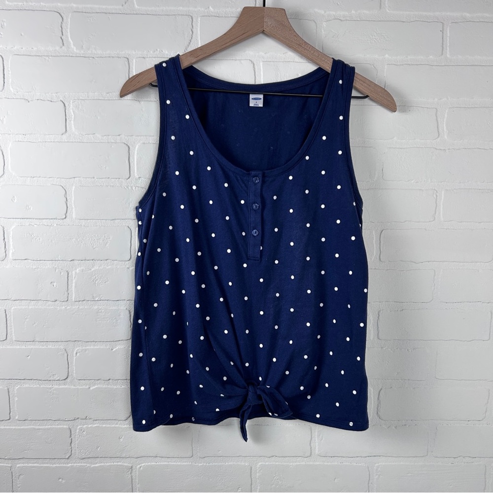 Old Navy Navy Polka Dot Tie-Front Tank